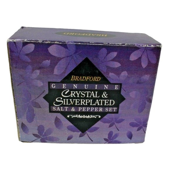 Bradford Crystal and Silver Plated Salt and Pepper Set 2 inch Tall New - Picture 3 of 5